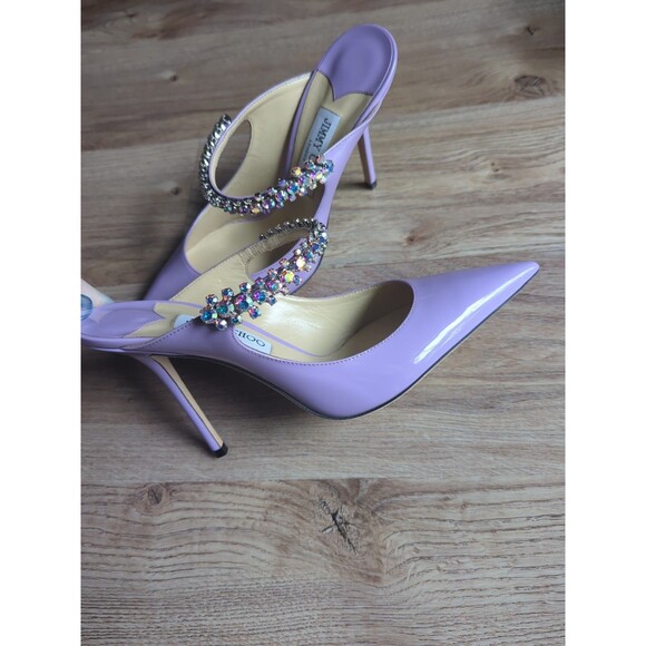 Jimmy Choo Bing 100 Lilac Patent Leather Slip On Mule Heels Womens EU 40.5 - Picture 5 of 16